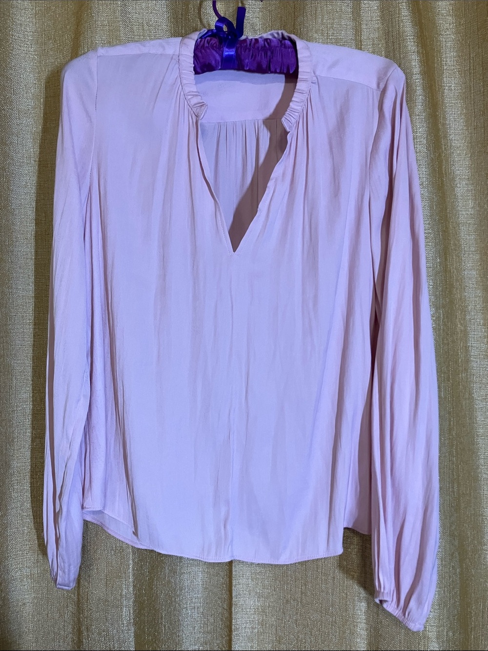 Chelsea & Violet Light Pink Long-Sleeve V-Neck Blouse